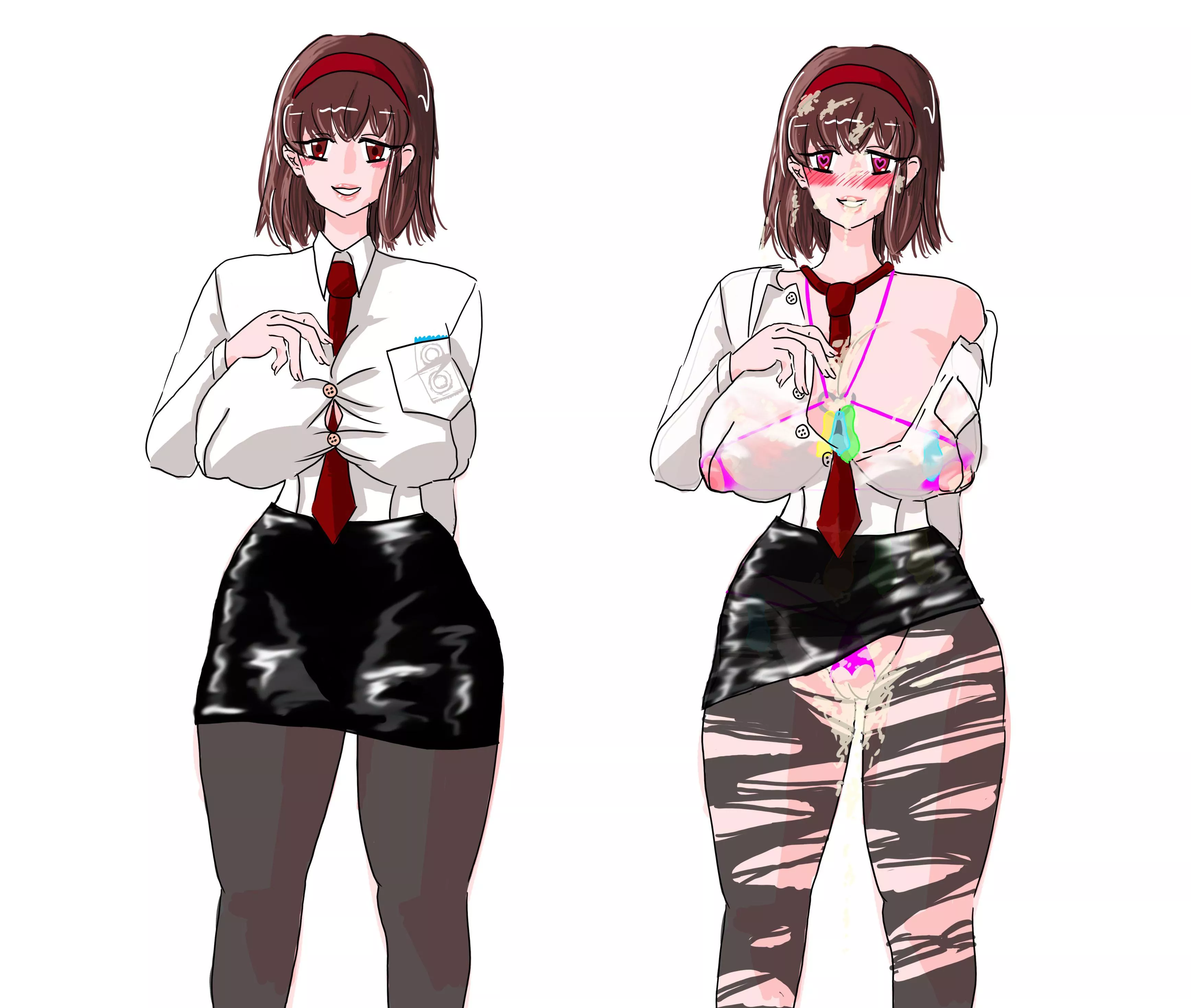 How she left for work vs. How she came home