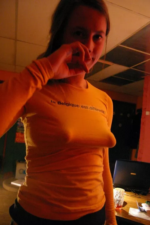 Huge puffies braless