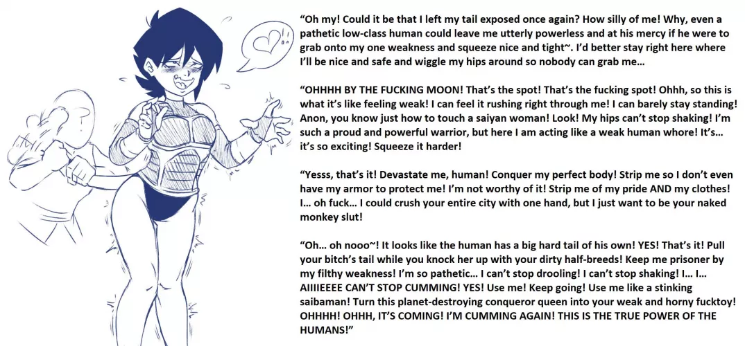 Humans may be weak, but they can still conquer Saiyan sluts! [Breeding] [Human’d] [Tail] [Captioner:TotallyNotAFurry789]