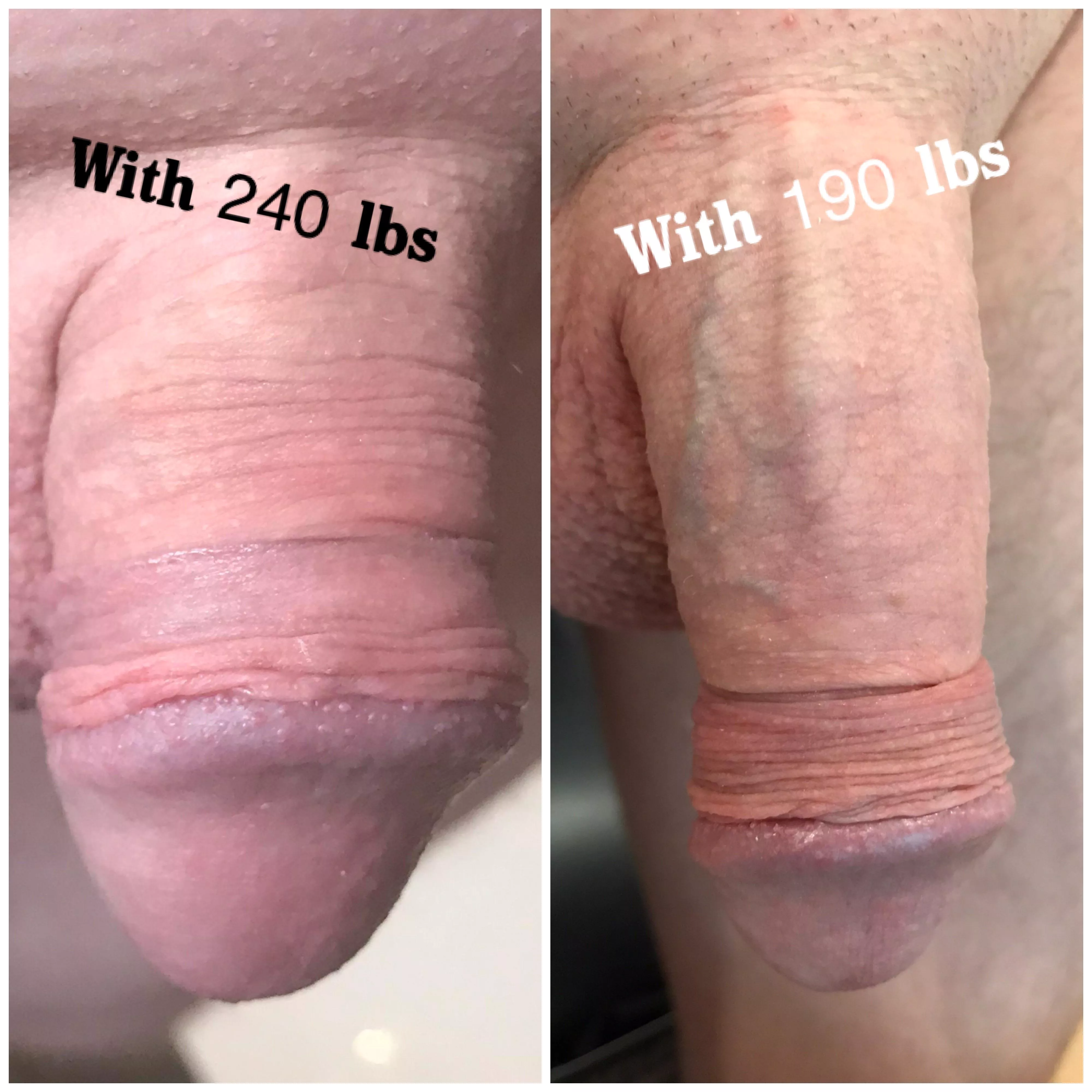 I [32] lost about 50 lbs the past months. One of the effects is that my dick looks bigger. What’s your opinion is it still a tiny one?