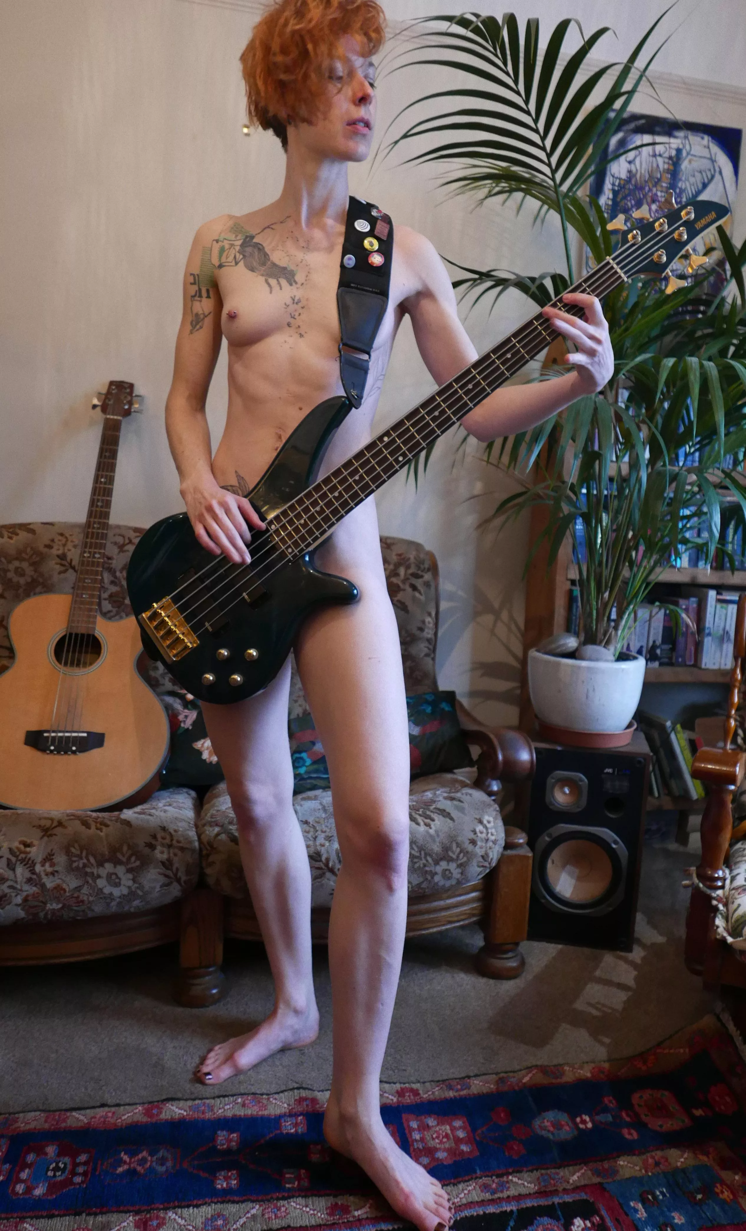 I almost forgot that playing bass isn't something one usually does naked I almost forgot that playing bass isn't something one usually does naked