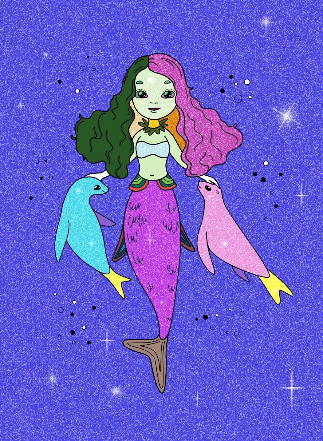 I colored this pretty mermaid in little space!
