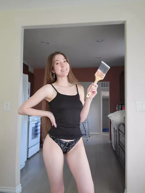 I didn't want to get paint on my pants, so I took them off