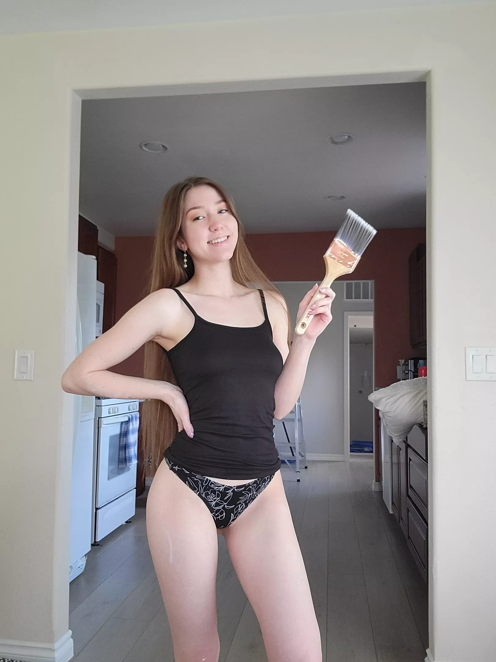 I didn't want to get paint on my pants, so I took them off