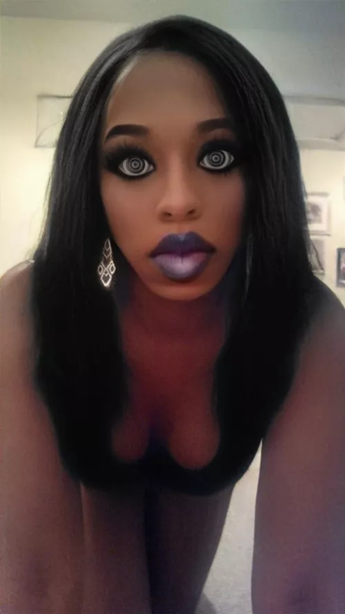 I disobeyed so now I must stay on my hands and knees staring into the spiral all day while Master works. When he comes home I am allowed to use my big lips to get off if punishment.