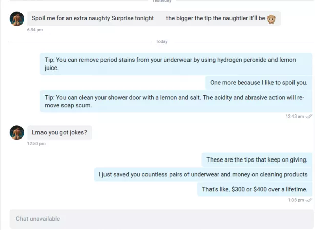 I don't think she has a sense of humor.