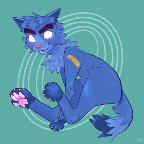 I drew 2D from Gorillaz as a cat