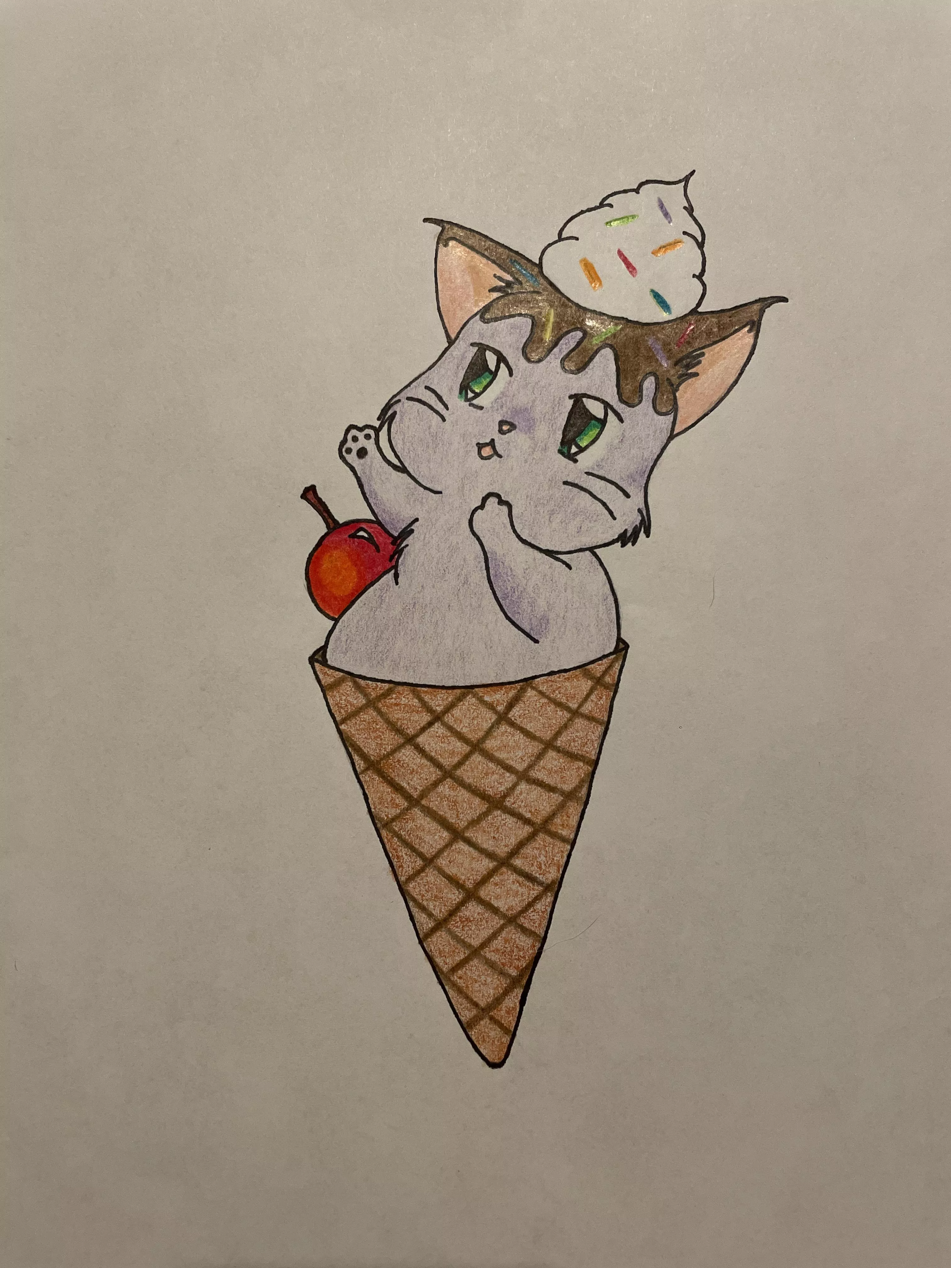 I drew an ice cream kitty a few months ago but I wanted to share it