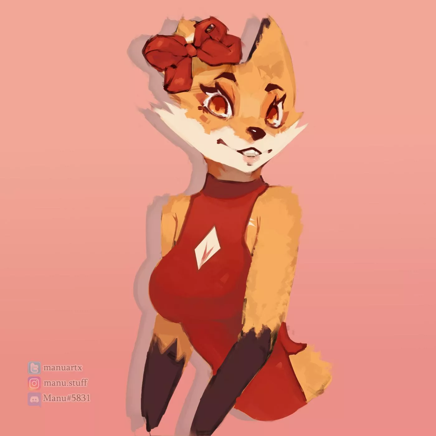 I drew another cute fox girl!