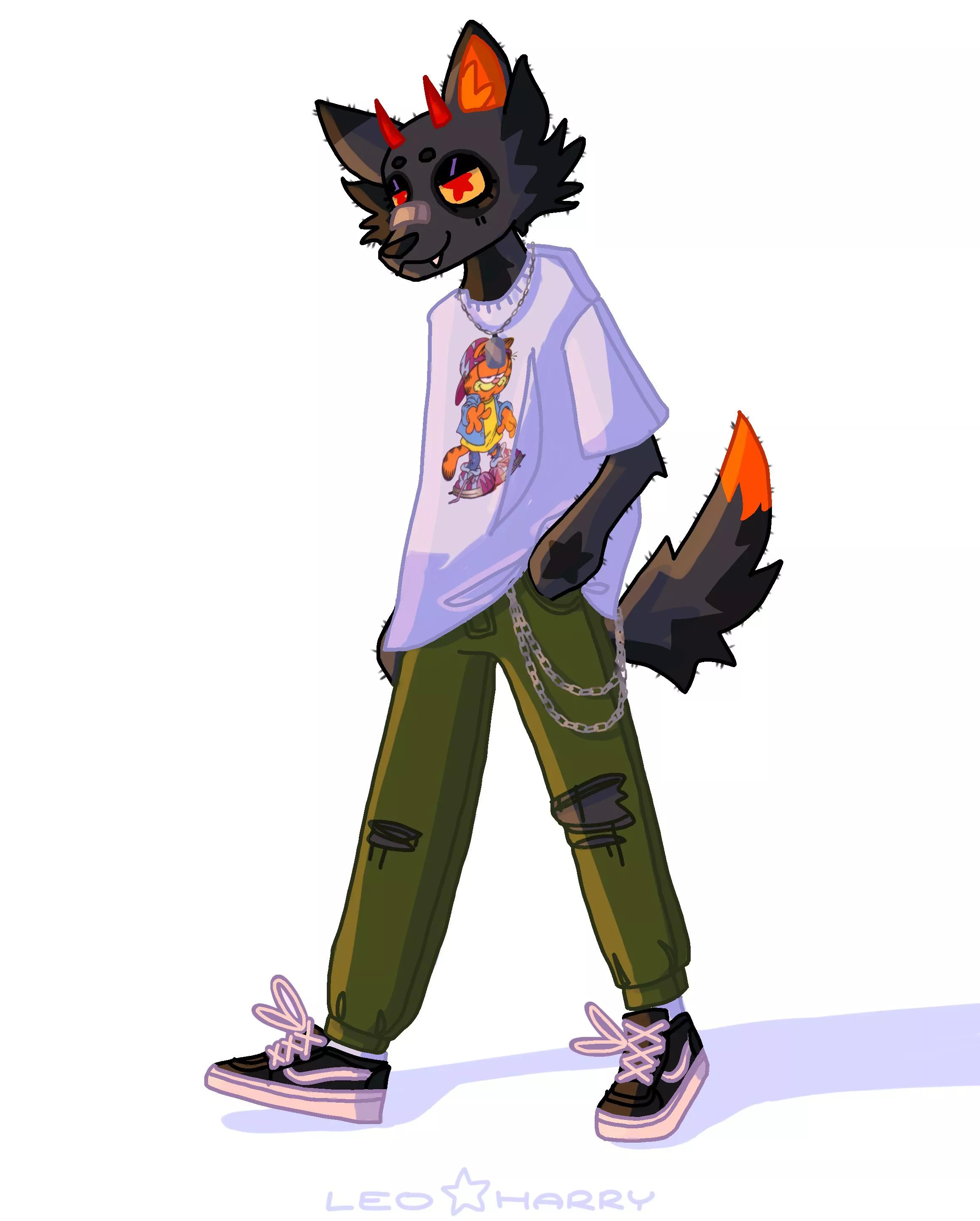 i drew my fursona, his name is squish :)