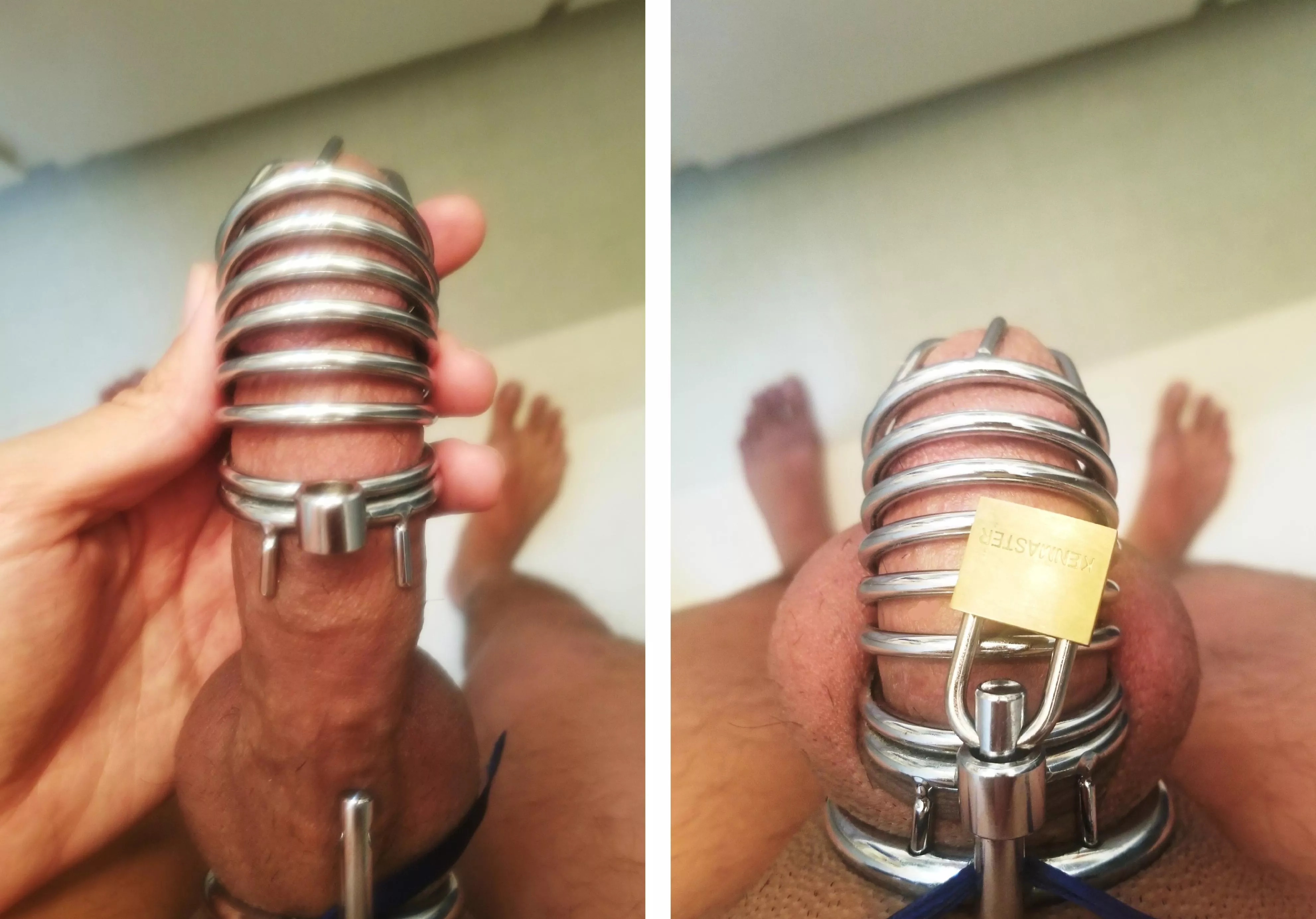 I get harder than I care to admit when it is time for lock up again. He succumbs, eventually.