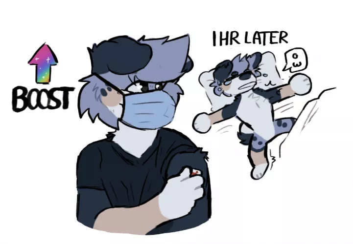 I got my booster today//art by me @flowfells on twitter