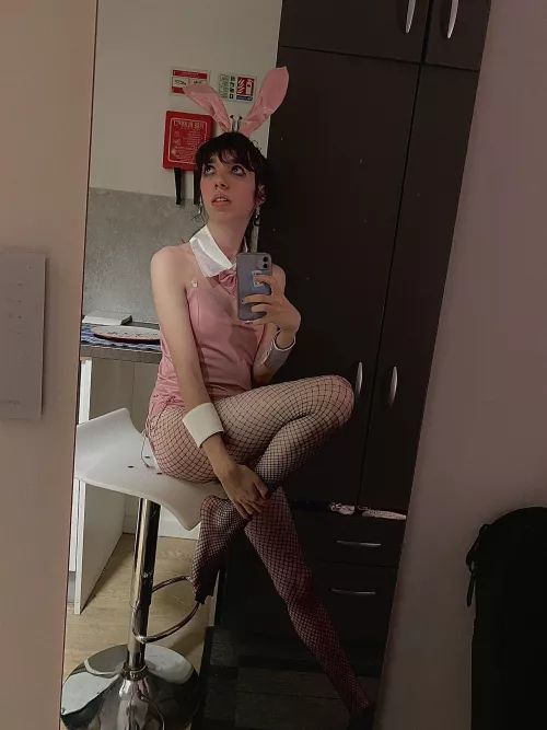 I got some encouragement from a previous post, so here’s me in a pink bunny outfit