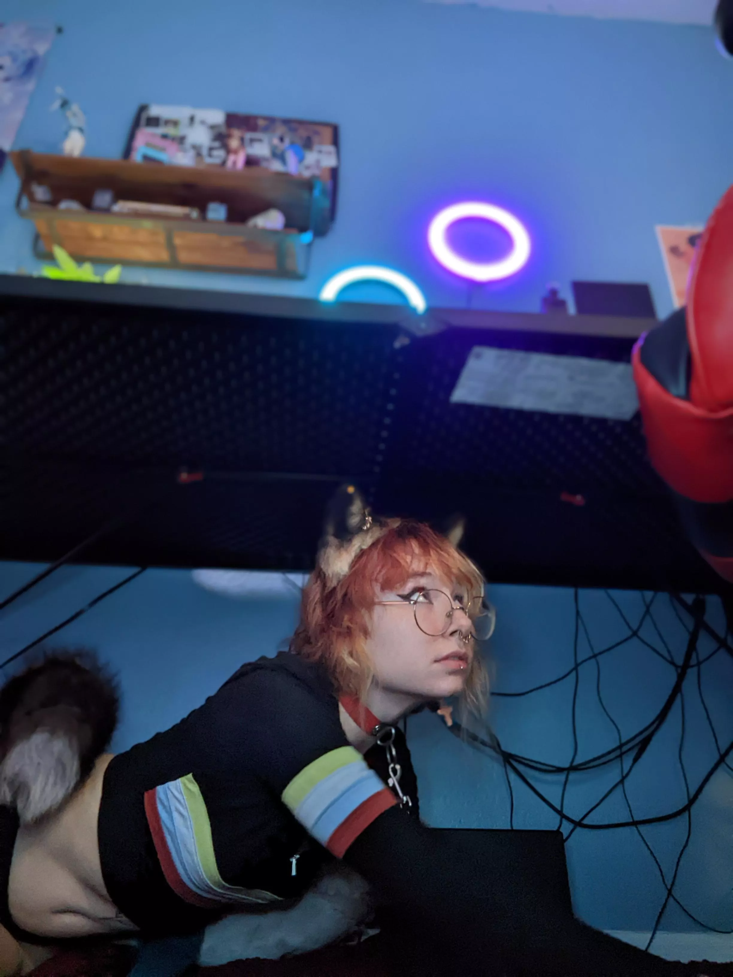 I like being under the desk