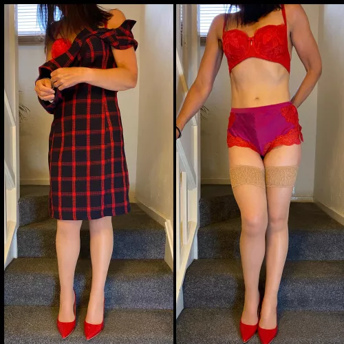 I love this sub! 😍 Here’s another of me dressed and undressed x