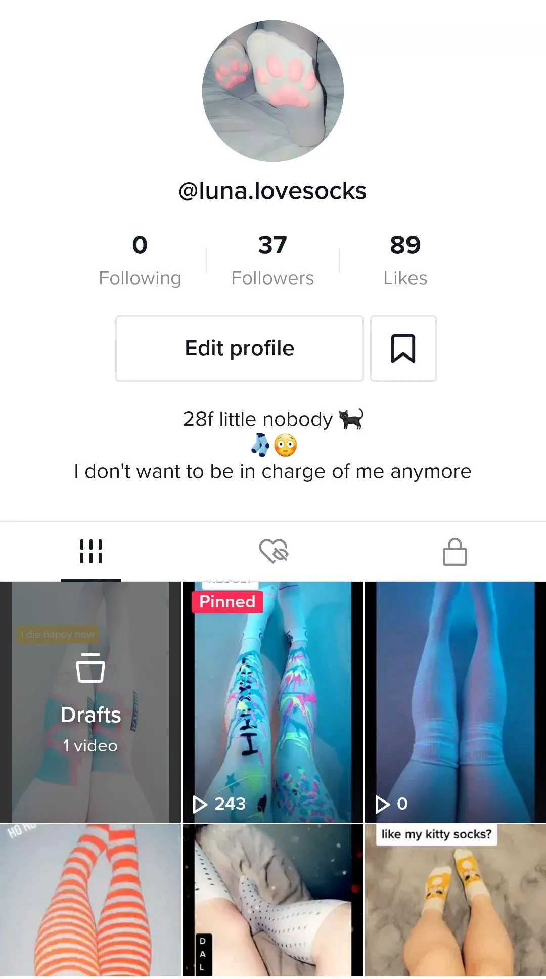 I made a tiktok just for my socks. So happy I can easily post videos now. I hope you continue to like and supports. 🖤🥀
