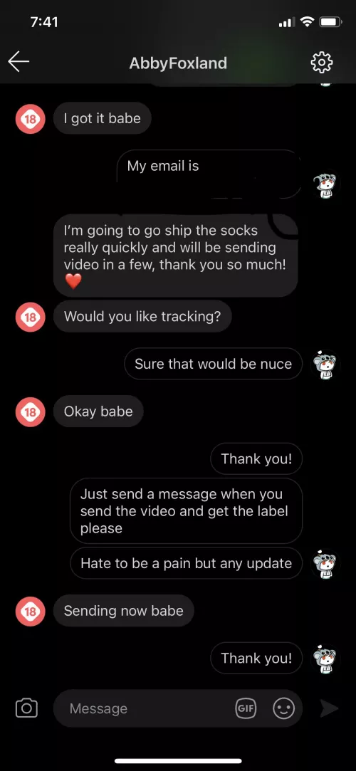 I mean is scamming really necessary for something as easy as selling socks? After these messages she accepted my payment then deleted her account. Just really sad tbh