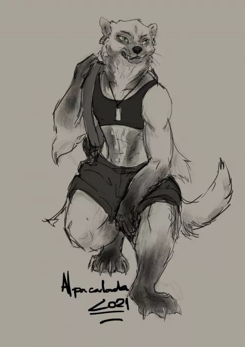 I said we need more buff ladies, so there's my contribution. I just needed to sketch something simple to refresh from the pieces I'm currently finishing, but I may have ended up with a new fursona hahahha. [Art by me]