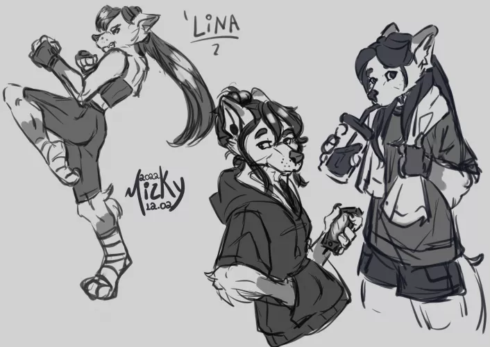 I sketched some poses from my OC's daily routine. :3