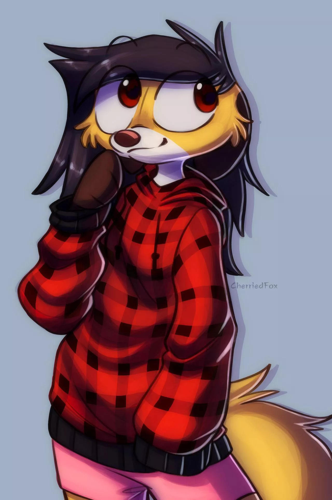 I stole my boyfriends hoodie... consider this the last time he's ever going to see it... Art done by my girlfriend over on Twitter (ambersmagical or CherriedFox)!