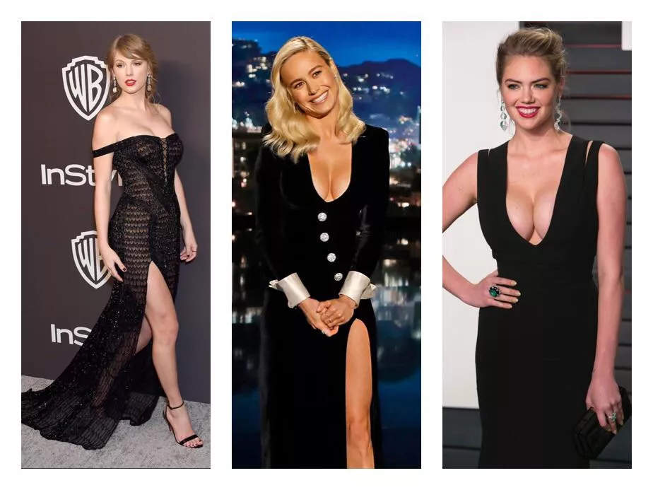 I think Taylor Swift, Brie Larson and Kate Upton show my type is stunning blondes in stunning black dresses I think Taylor Swift, Brie Larson and Kate Upton show my type is stunning blondes in stunning black dresses