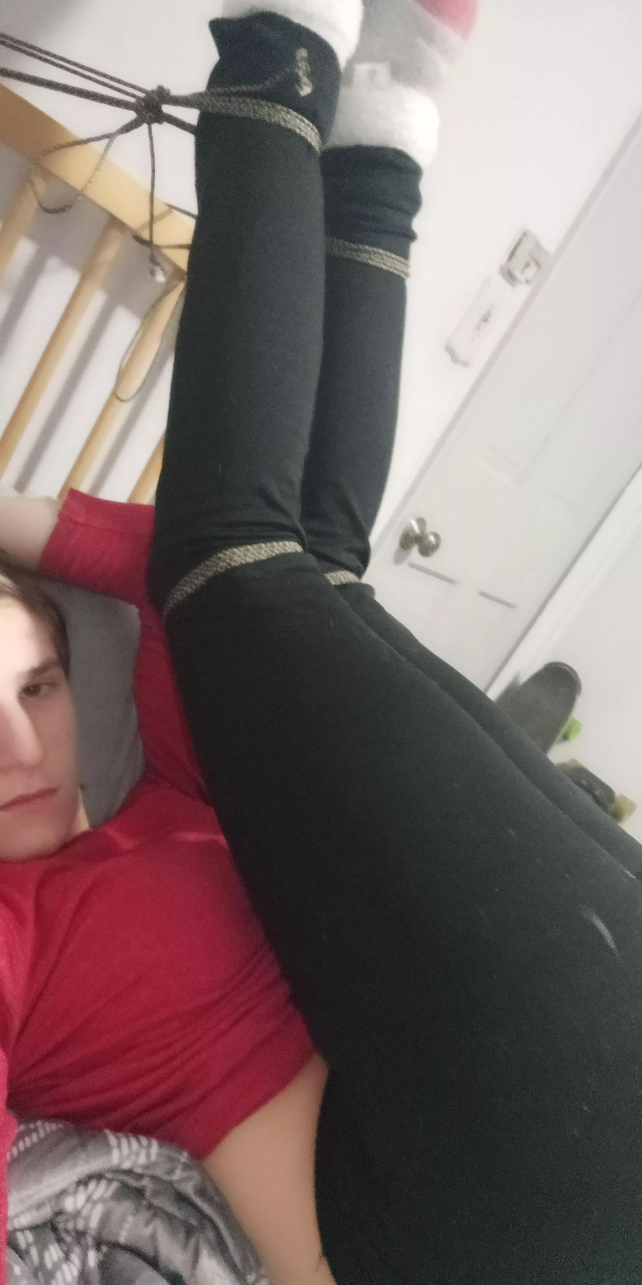 I tried a self tie, I think I might be stuck. Good thing my Dom is in the room