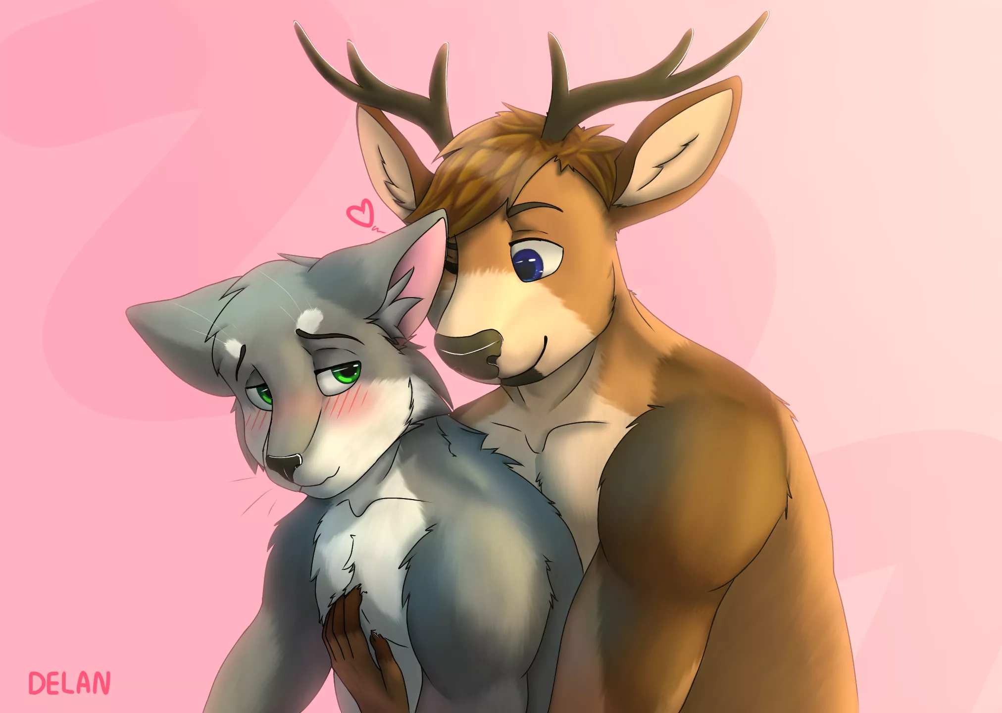 I want to share my art with you ^^ I think the cuddling cat and deer are very cute uwu