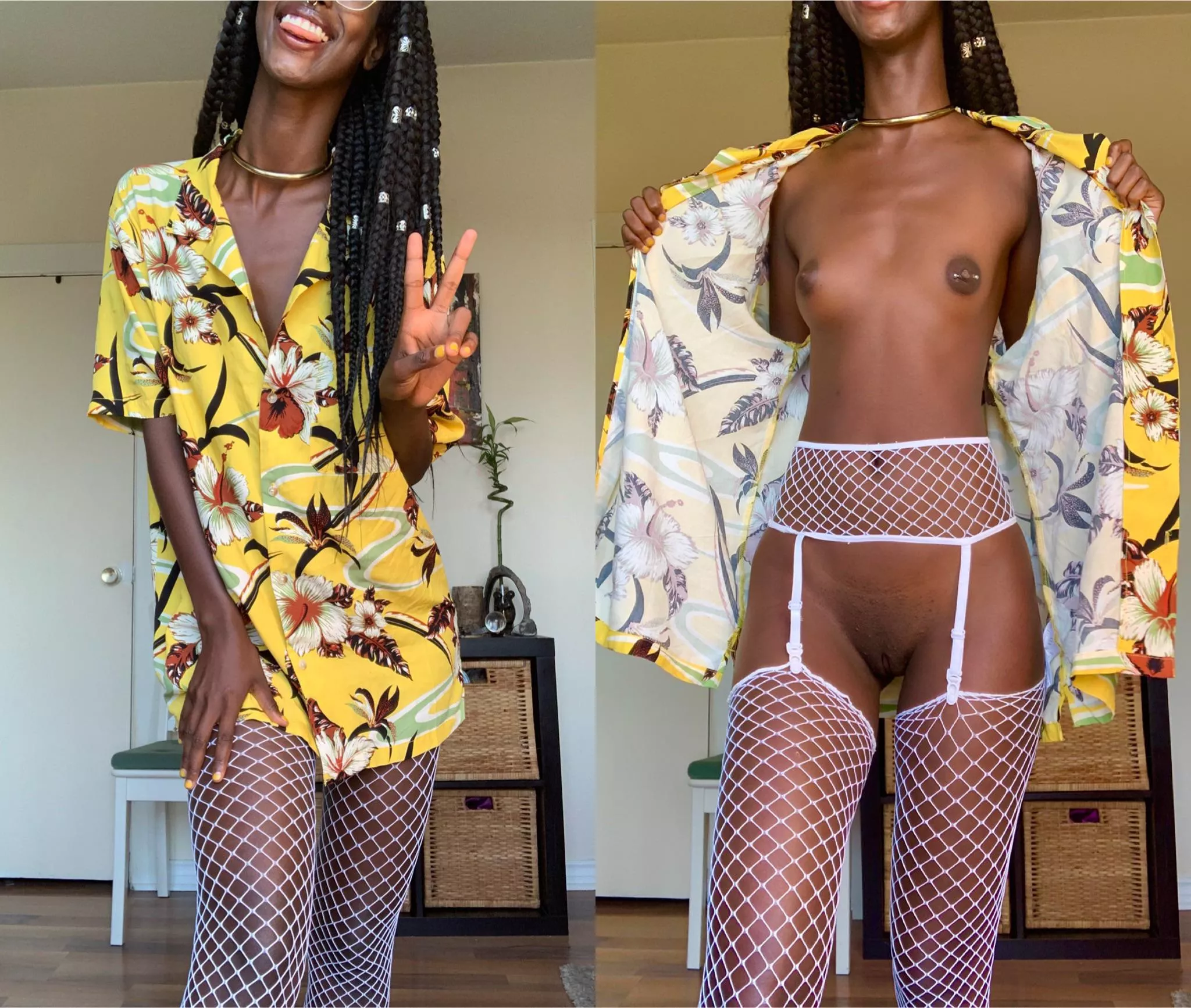 I wanted to show you what m hiding under this oversized Hawaiian shirt ❤??