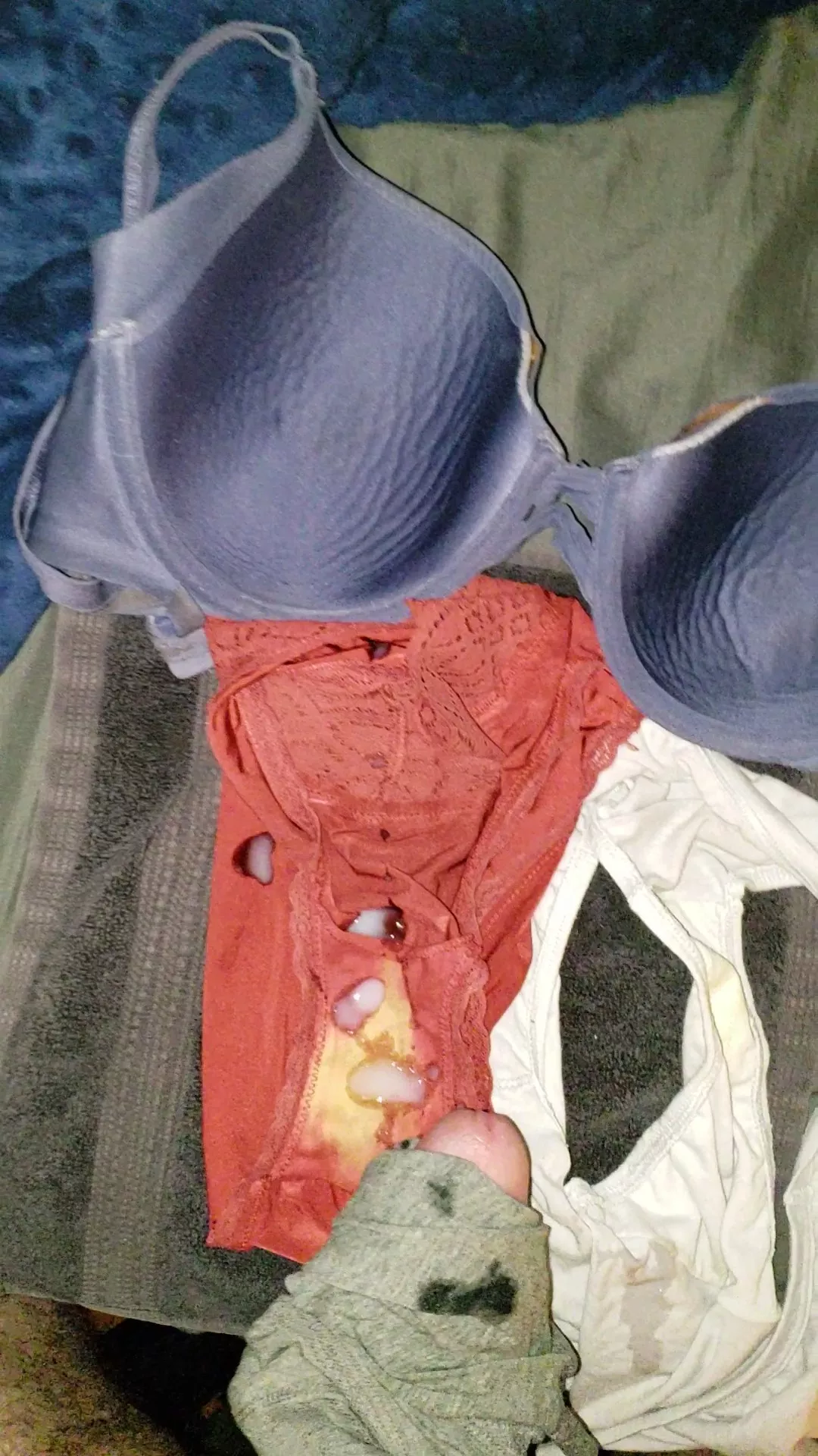 I was sexting with my wife when I came on her panties and bra I was sexting with my wife when I came on her panties and bra