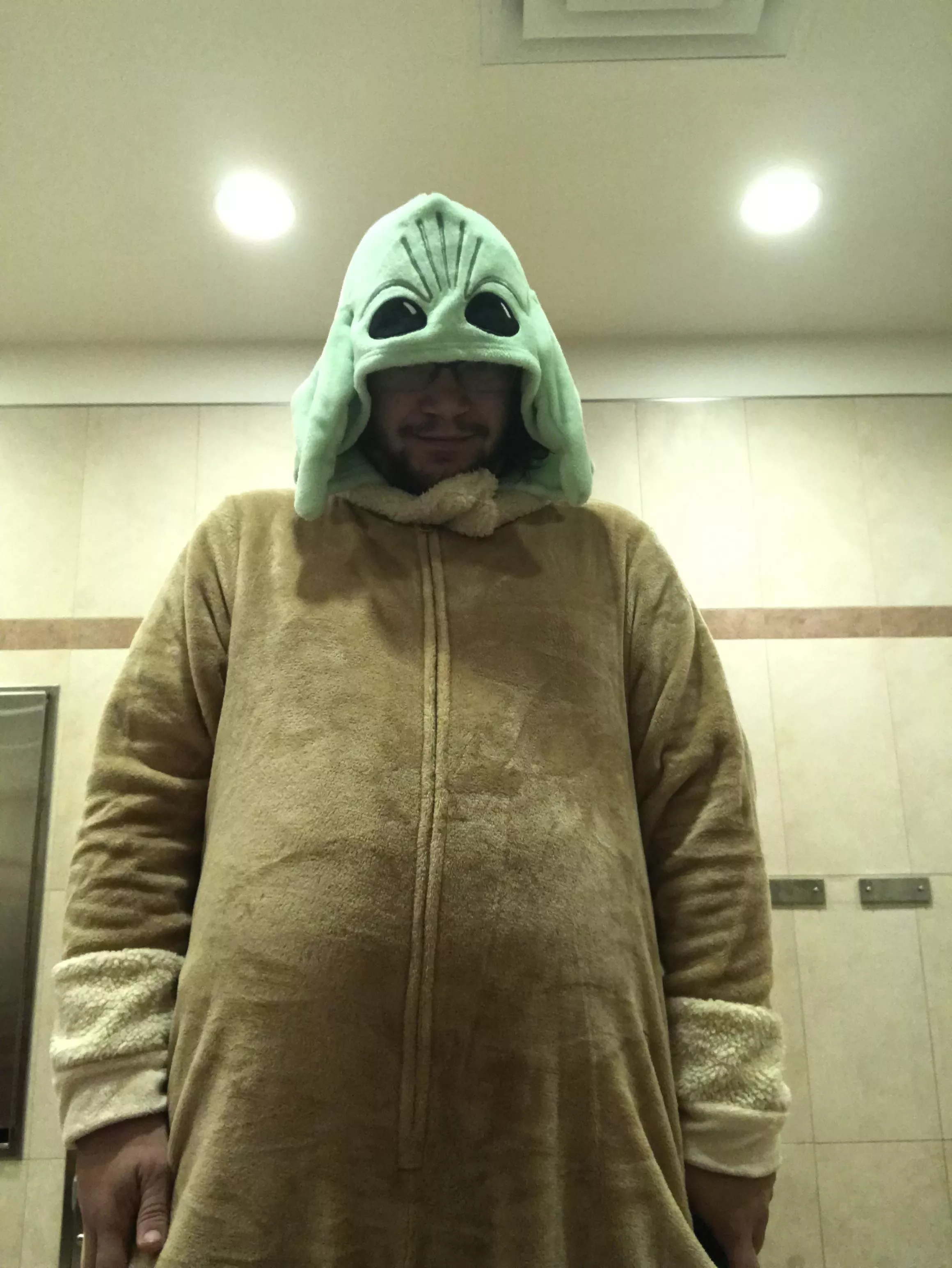 I’m baby yoda. And yes I’m diapered underneath I said I’m BABY yoda