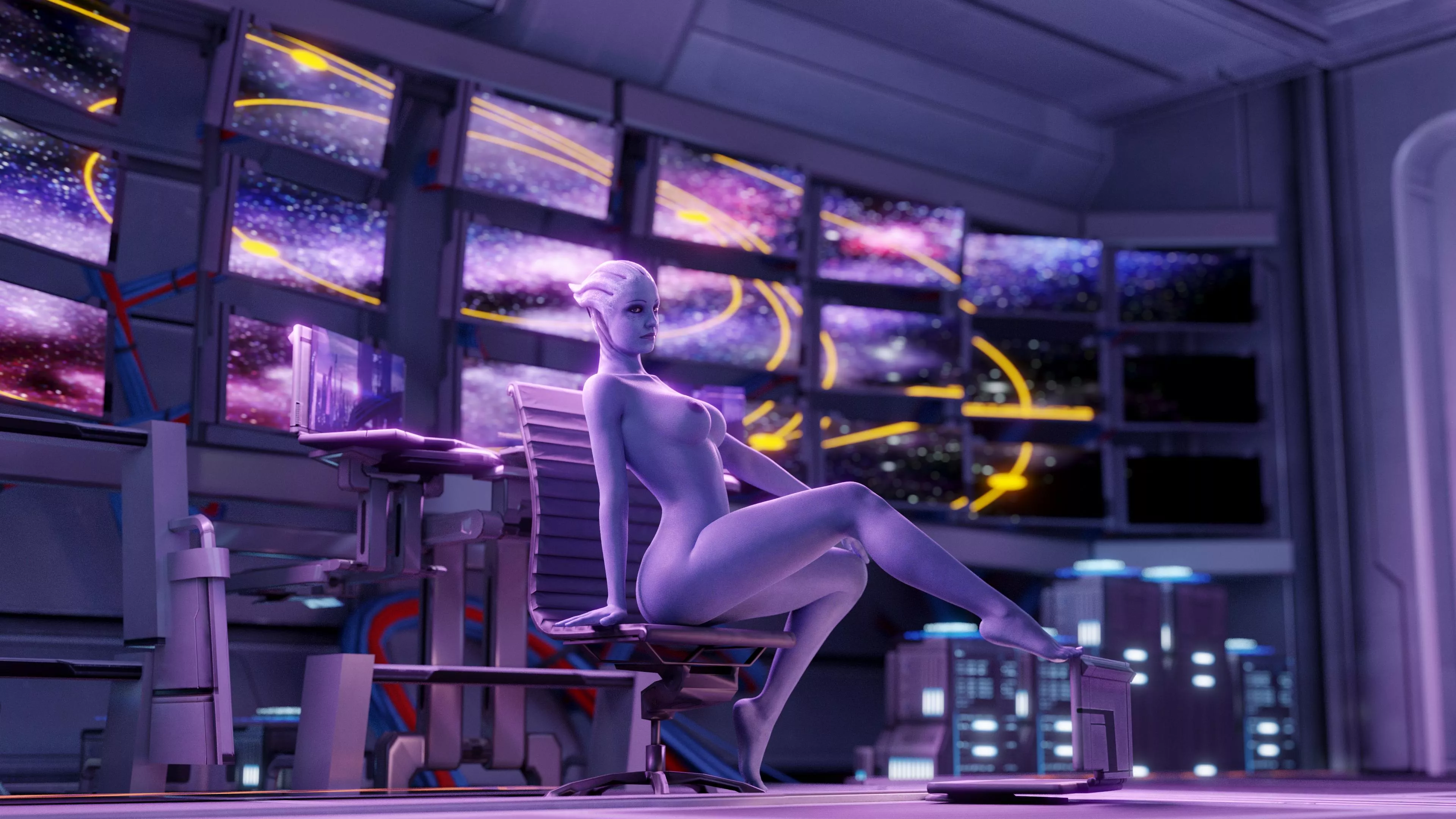 I'm learning Blender, so here's Liara, the Shadow Broker (by me)