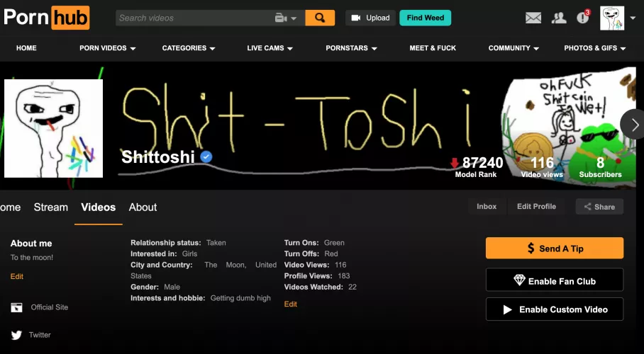 I'm now verified on PORNHUB!!!!!!