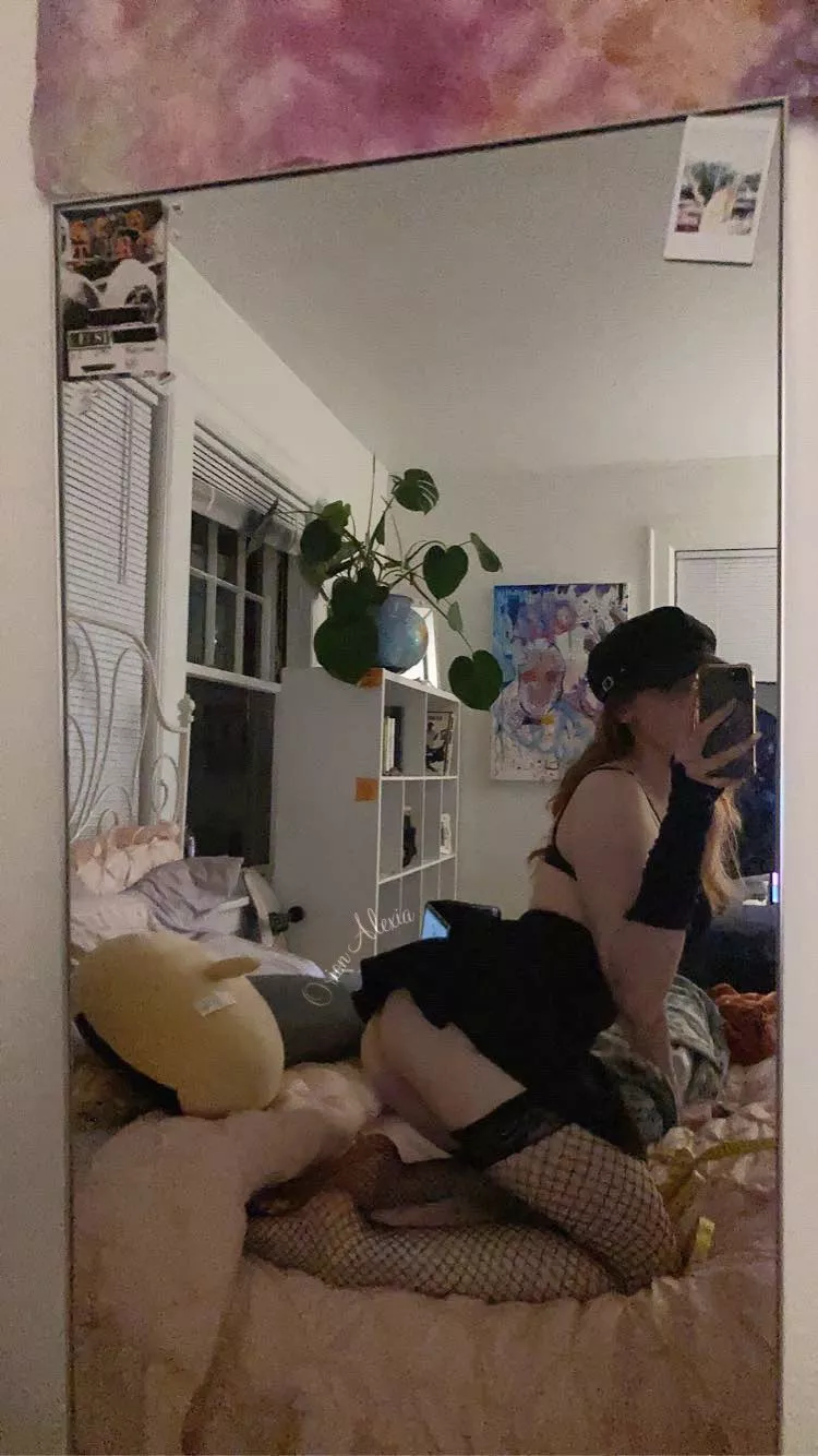 In my tiny black pleated skirt <3