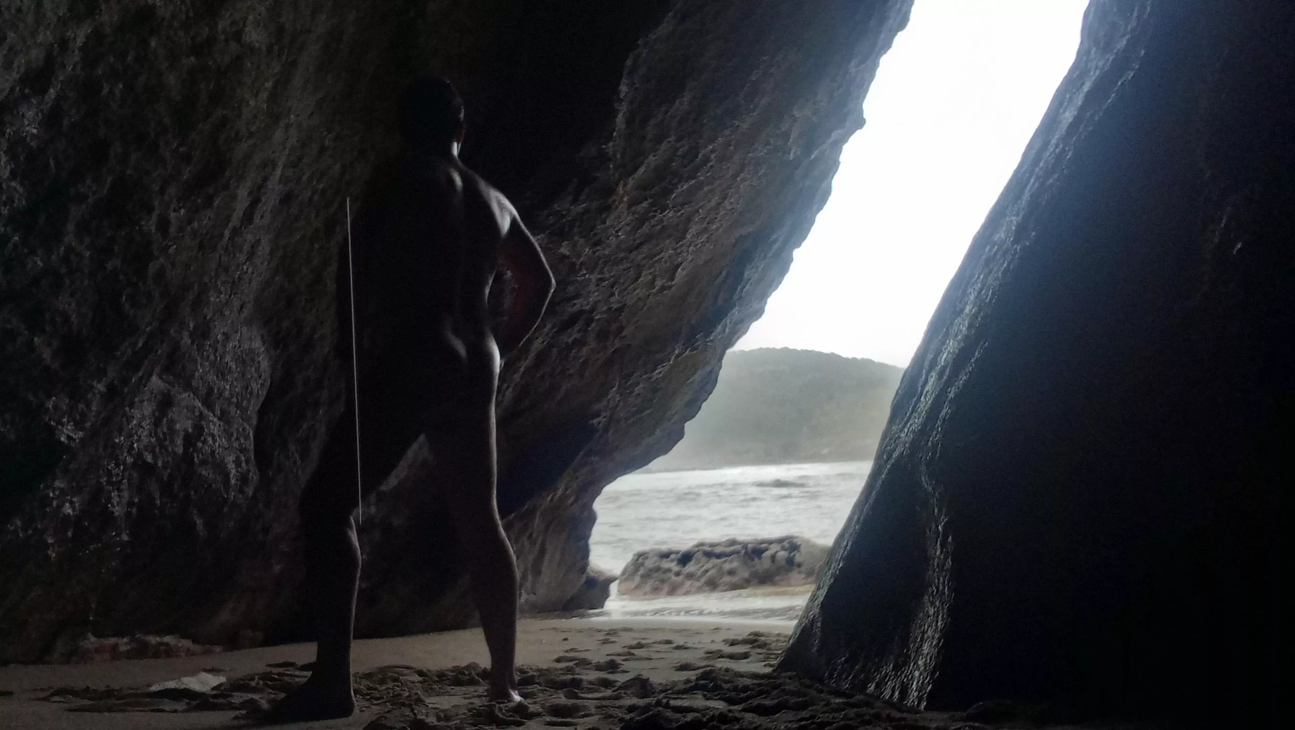 In the cave. Beach nude freedom