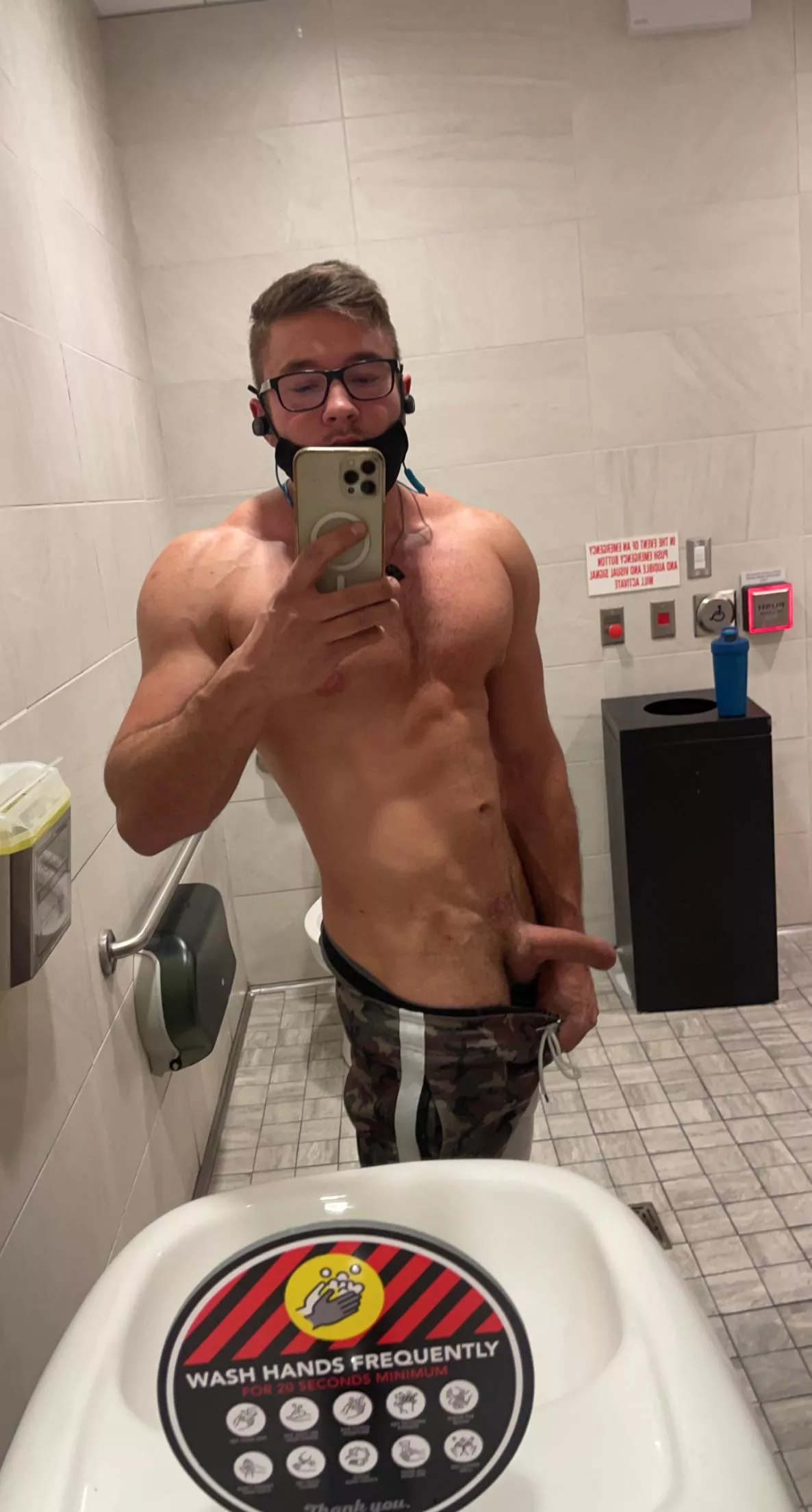 In the gym washroom ;)
