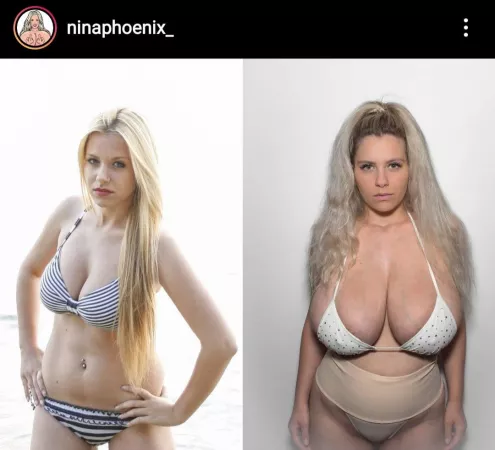 Insane bimbofication, her fake tits look realistic af
