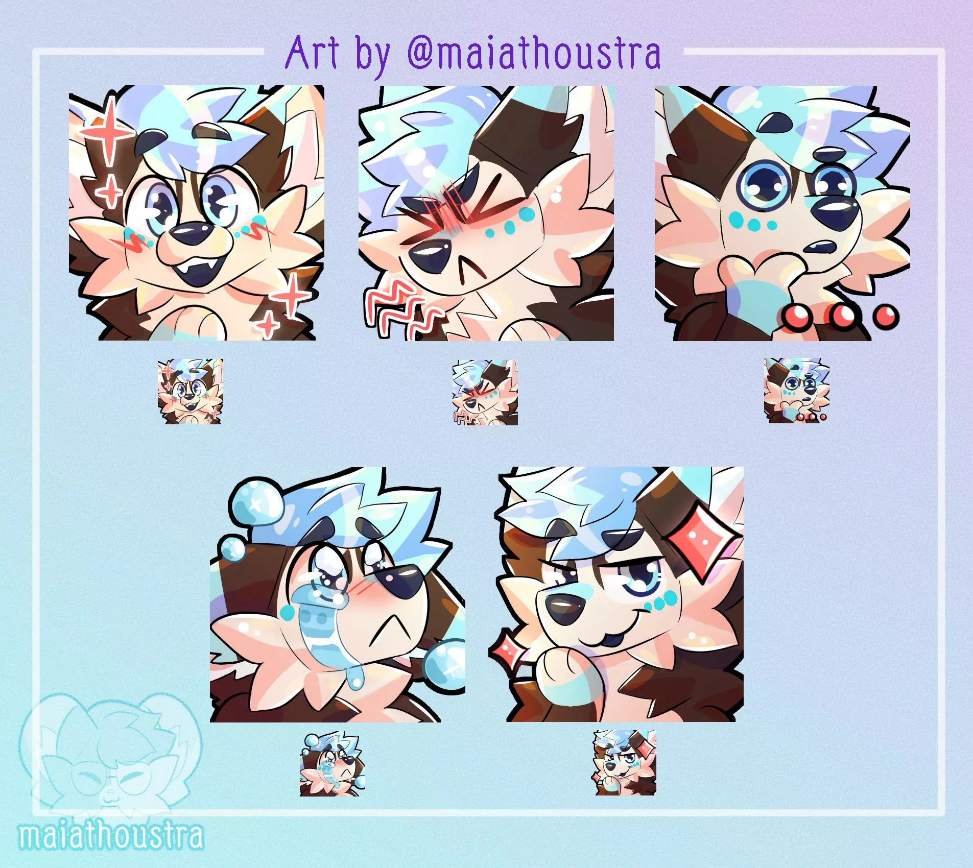 🐺 is 😃😡🤔🥺😏 ~ commission for Seaca’s friend, art by me @maiathoustra