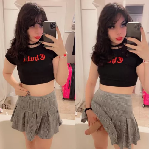 Itβs really hard to hide in my skirt π₯Ί