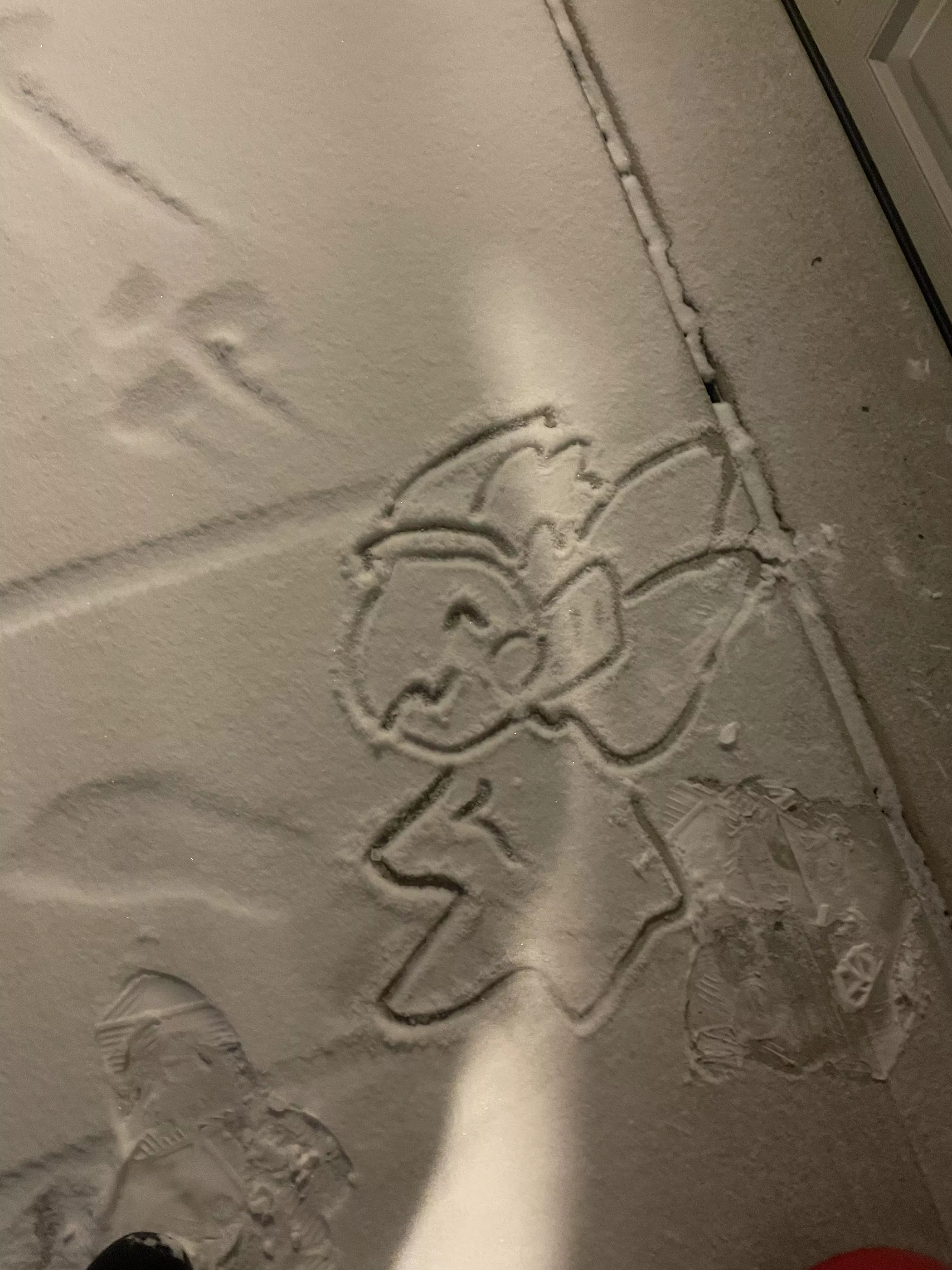 It’s snowed last night so I made a Snowtogen :3 (Snow Art by me)