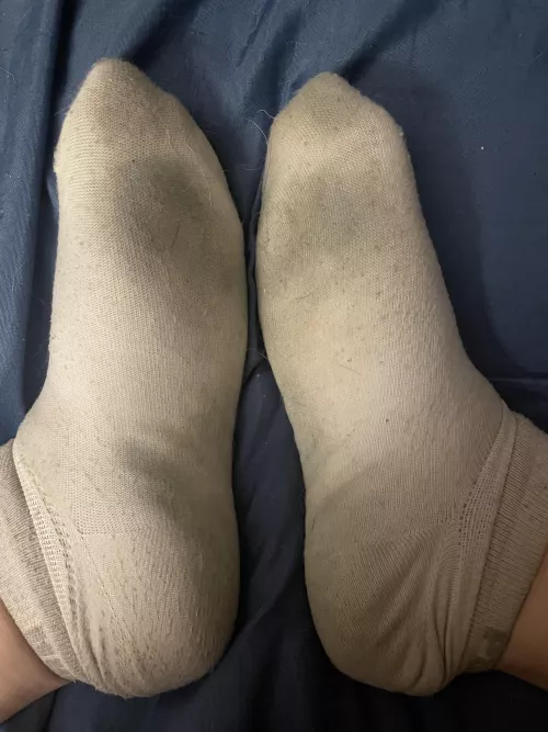 I’ve worn these thin originally white socks for a little over 1 week- week and 1/2 in my nursing shoes. My feet get so sweaty while I work and these socks are so gross. Don’t you want a sniff???? LMK if you’re interested!