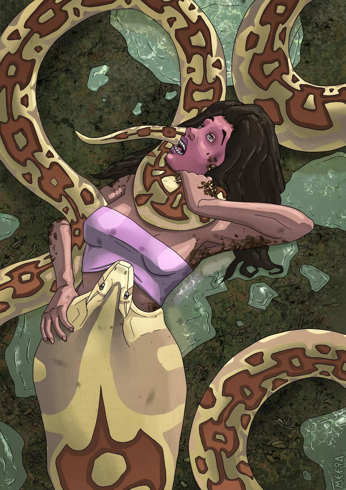 Jayde was hoping to cuddle with her boyfriend and more when she got back to her cabin but this hungry anaconda wanted her to itself and have a full course meal [this was made by Meeqa and Jayde belongs to me]