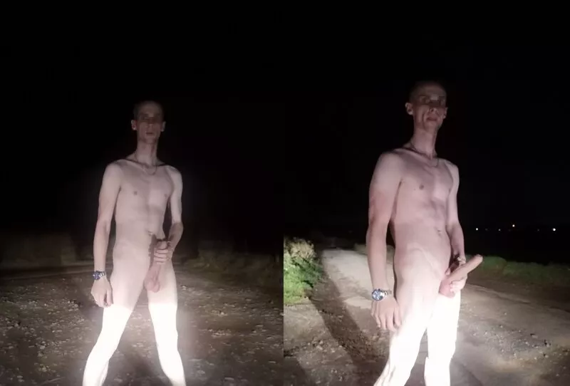 Jerking Naked in the Headlights on side road :P