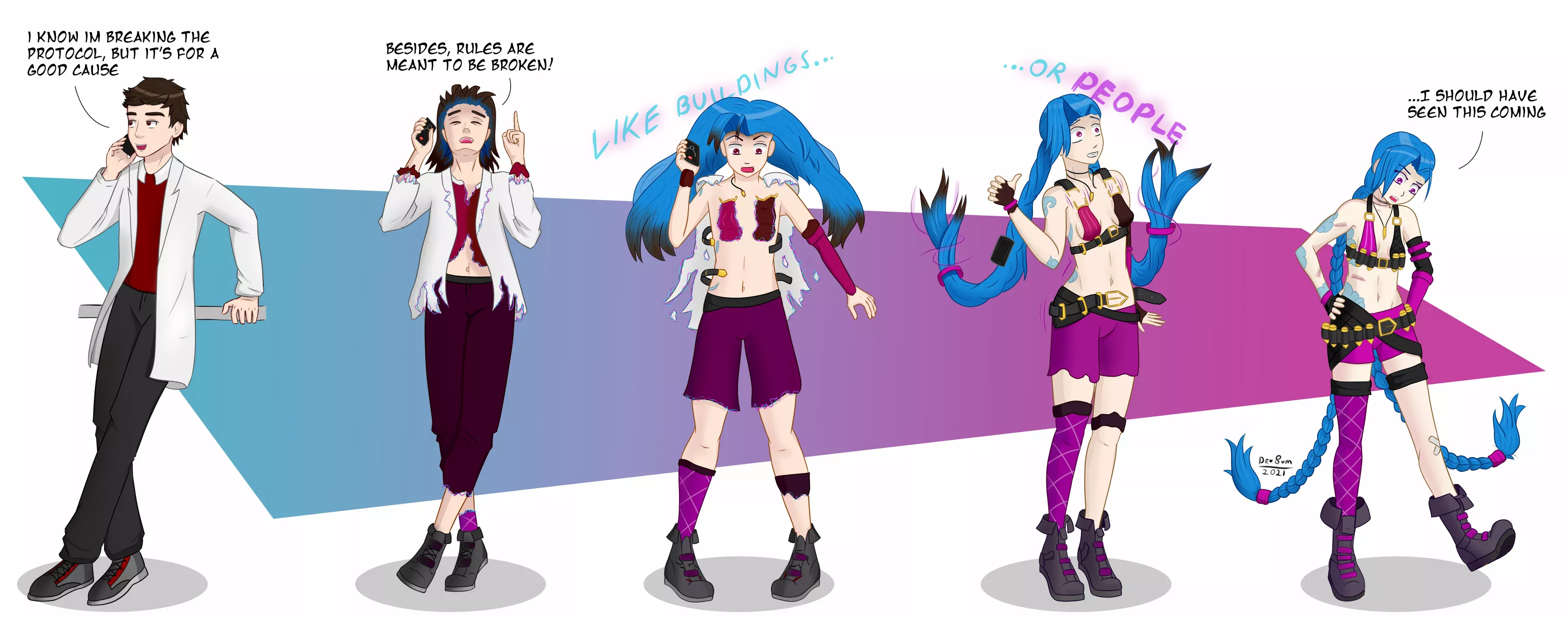 Jinx TG [MTF/TGTF; Twinning/Character TF][League of Legends]