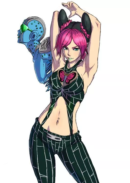 Jolyne is showing her armpits