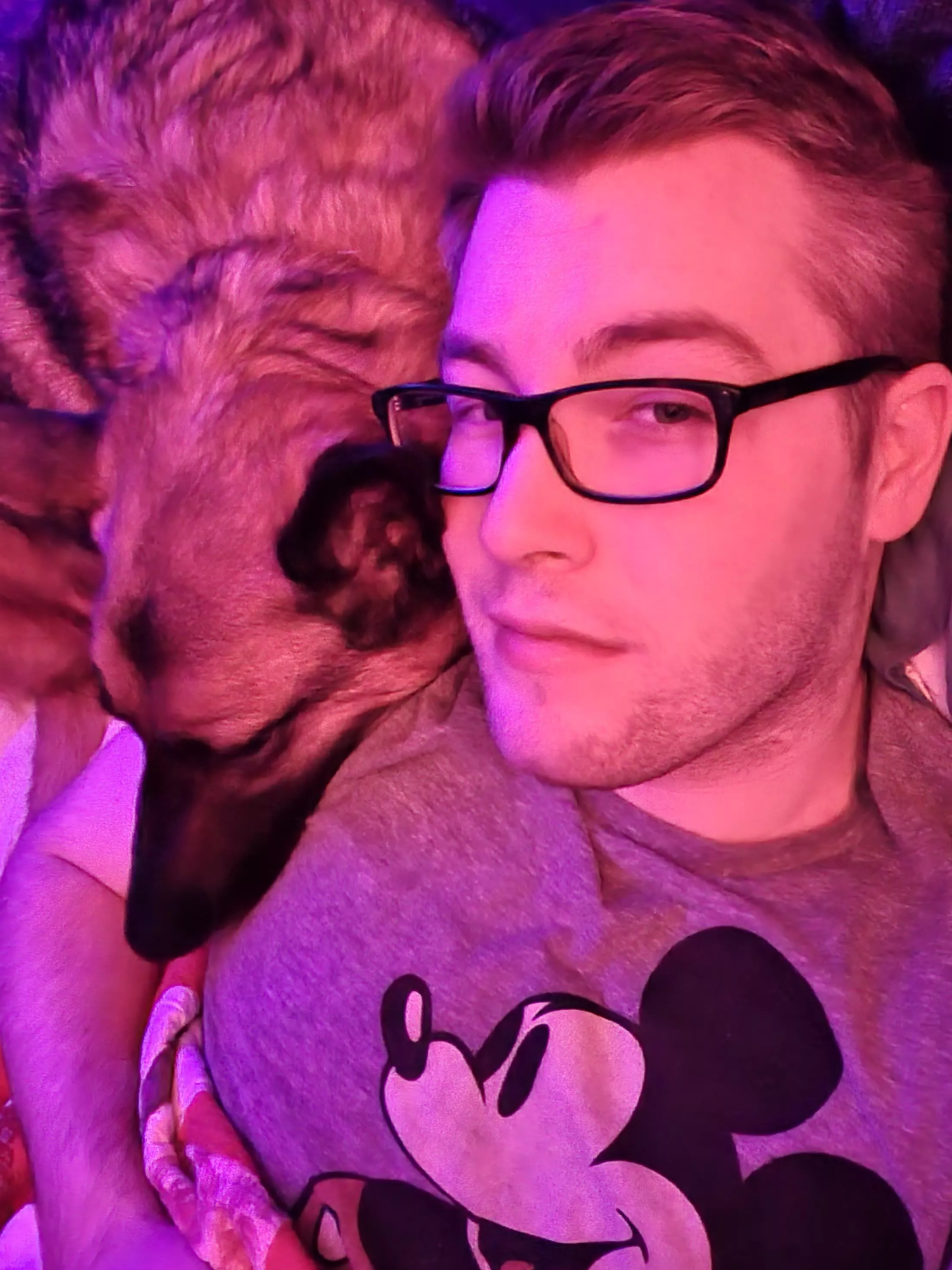 Just a boy and his dog after a long night at work. Care to join? Just a boy and his dog after a long night at work. Care to join?