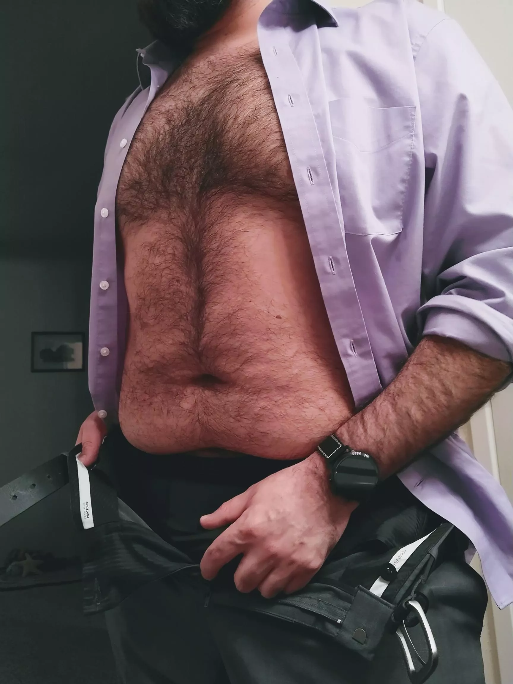 just a dadbod home from a long day of work, getting comfortable. just a dadbod home from a long day of work, getting comfortable.