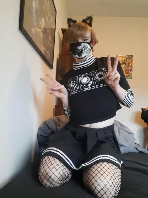 Just a femboy vibing on his bed