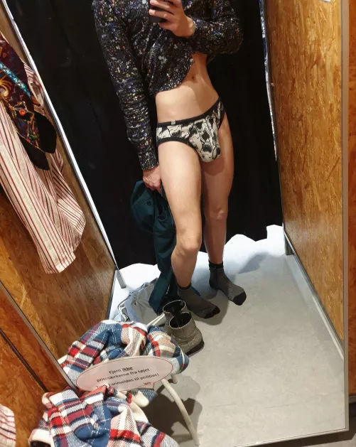 Just a little photo from the fitting room π I bought some really weird stuff π