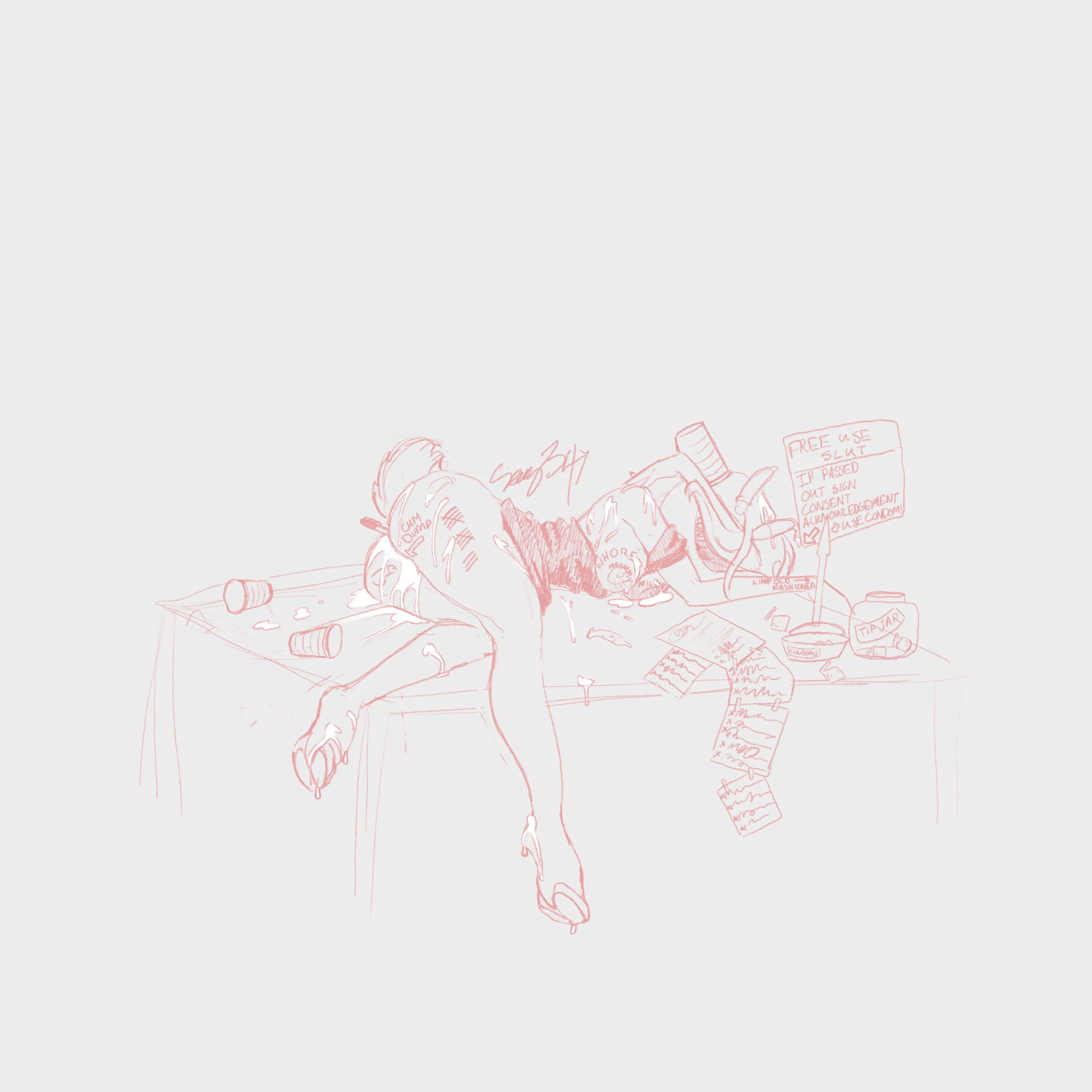 Just a sketch of my deer girl OC Cera after a fun night. (Sag34)