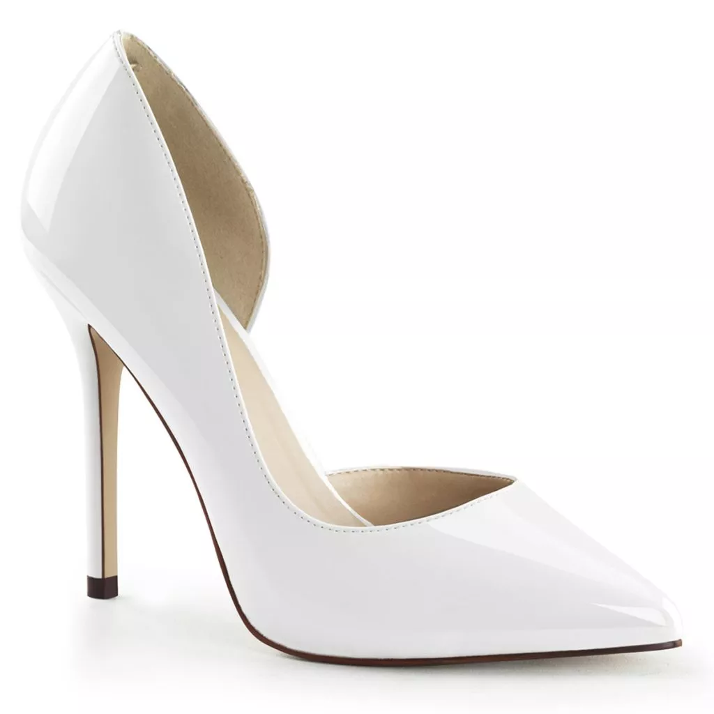 Just bought these Pleaser USA Amuse 22.5″ Heel White Hidden Platform D’Orsay Pump. Don't know what all that means but excited to recieve them!! ☺️🥳